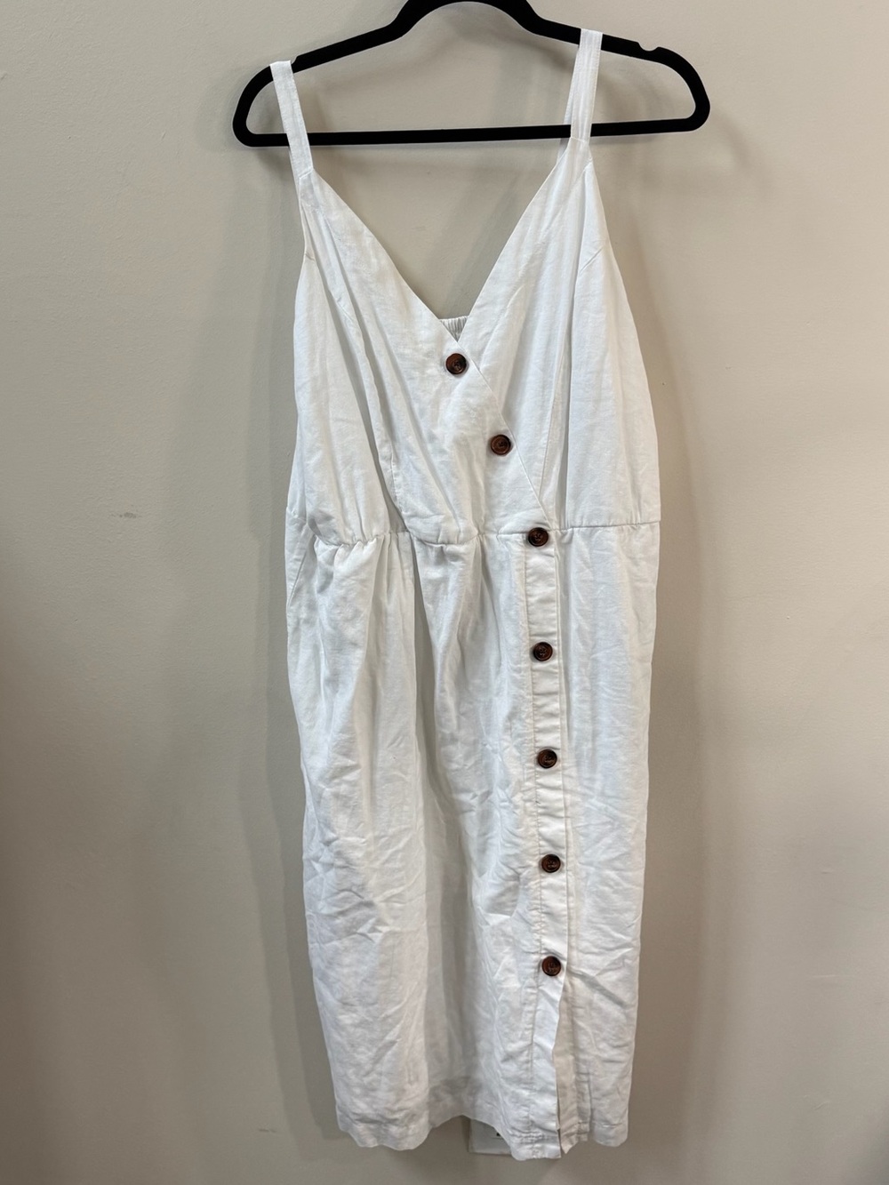 Maurices White Midi Dress with Brown Buttons